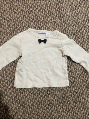 Impressions Cream Long-Sleeve Top with Black Bow